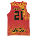 Queensland Papua New Guinea Custom Basketball Jersey All Red Pacific PNG Tribal Style - Aussie Hoodie