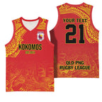 Queensland Papua New Guinea Custom Basketball Jersey All Red Pacific PNG Tribal Style - Aussie Hoodie
