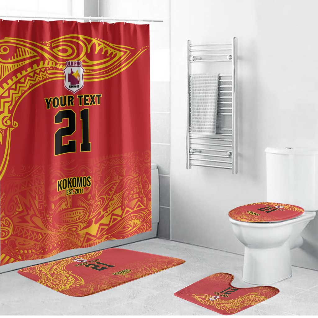 Queensland Papua New Guinea Custom Bathroom Set All Red Pacific PNG Tribal Style - Aussie Hoodie