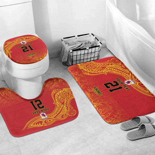 Queensland Papua New Guinea Custom Bathroom Set All Red Pacific PNG Tribal Style - Aussie Hoodie