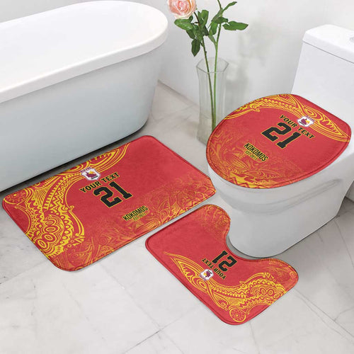 Queensland Papua New Guinea Custom Bathroom Set All Red Pacific PNG Tribal Style - Aussie Hoodie