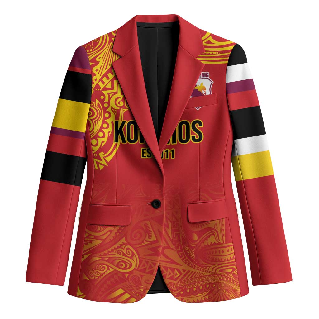 Queensland Papua New Guinea Custom Blazer All Red Pacific PNG Tribal Style - Aussie Hoodie