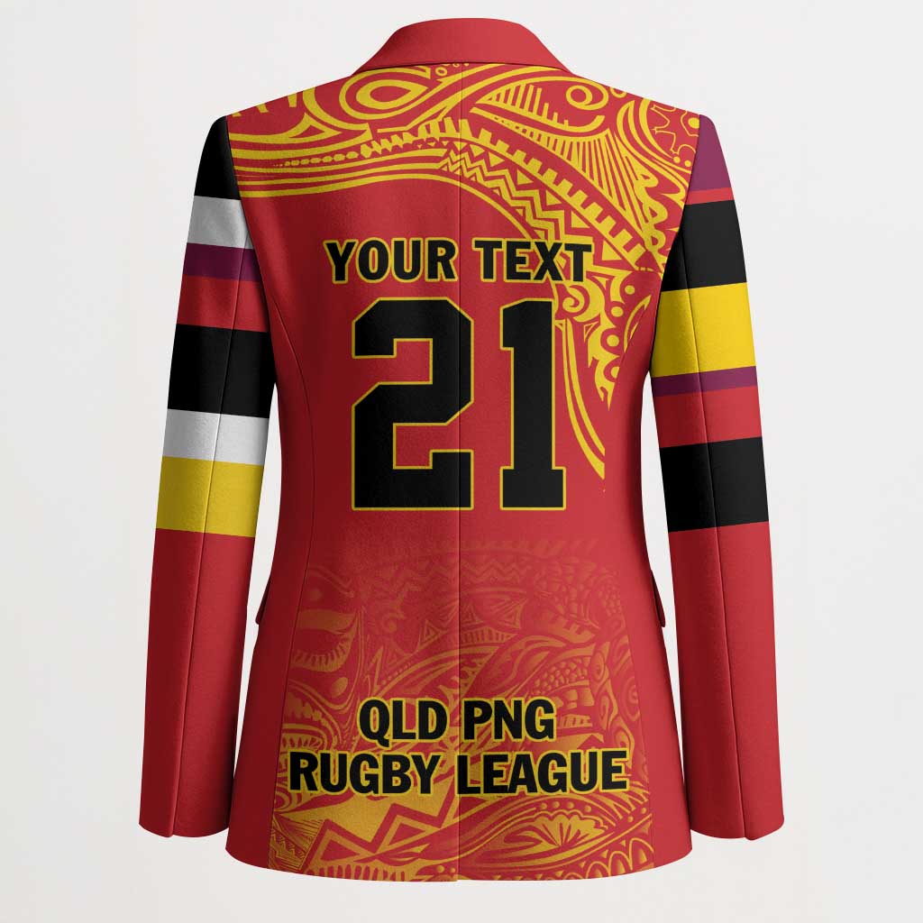 Queensland Papua New Guinea Custom Blazer All Red Pacific PNG Tribal Style - Aussie Hoodie