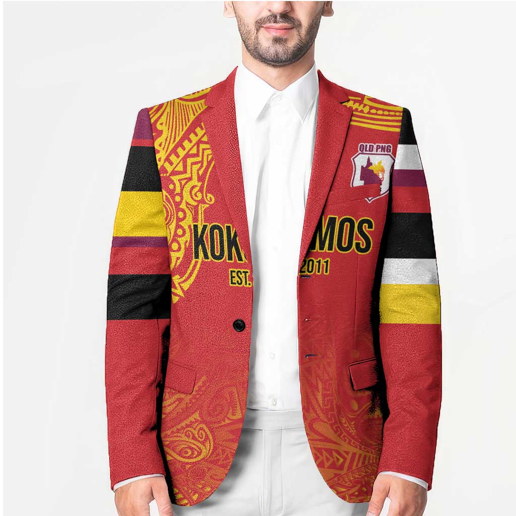 Queensland Papua New Guinea Custom Blazer All Red Pacific PNG Tribal Style - Aussie Hoodie