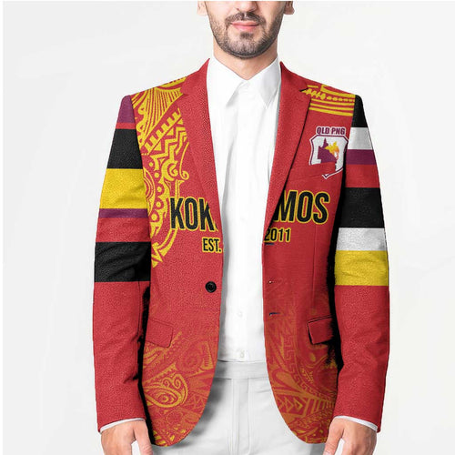 Queensland Papua New Guinea Custom Blazer All Red Pacific PNG Tribal Style - Aussie Hoodie