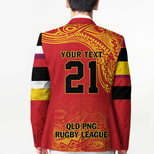 Queensland Papua New Guinea Custom Blazer All Red Pacific PNG Tribal Style - Aussie Hoodie