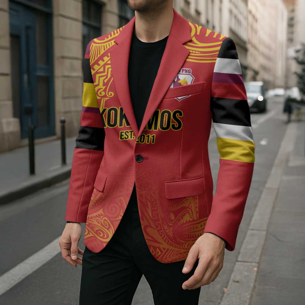 Queensland Papua New Guinea Custom Blazer All Red Pacific PNG Tribal Style - Aussie Hoodie