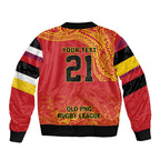 Queensland Papua New Guinea Custom Bomber Jacket All Red Pacific PNG Tribal Style