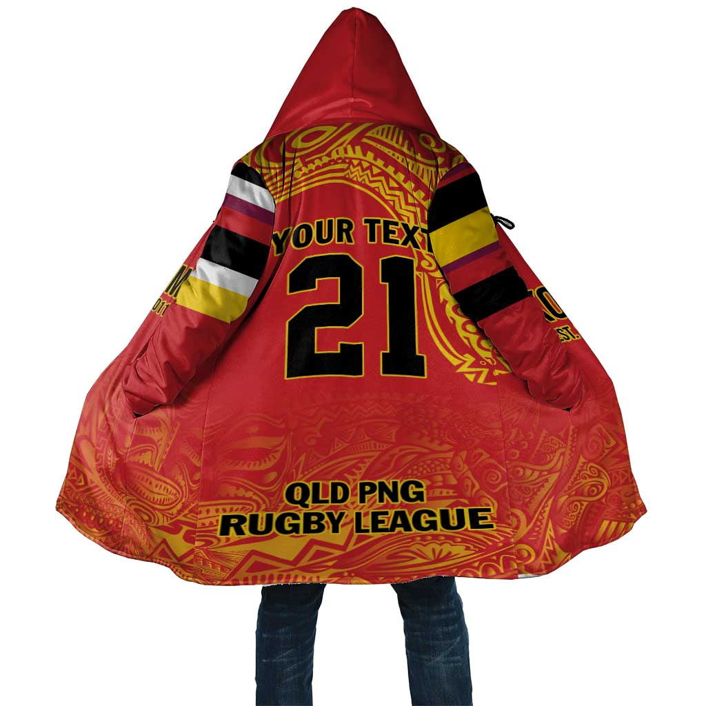 Queensland Papua New Guinea Custom Cloak All Red Pacific PNG Tribal Style - Aussie Hoodie