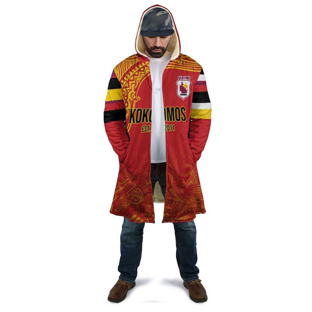 Queensland Papua New Guinea Custom Cloak All Red Pacific PNG Tribal Style - Aussie Hoodie
