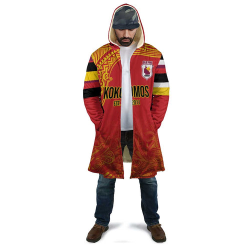 Queensland Papua New Guinea Custom Cloak All Red Pacific PNG Tribal Style - Aussie Hoodie