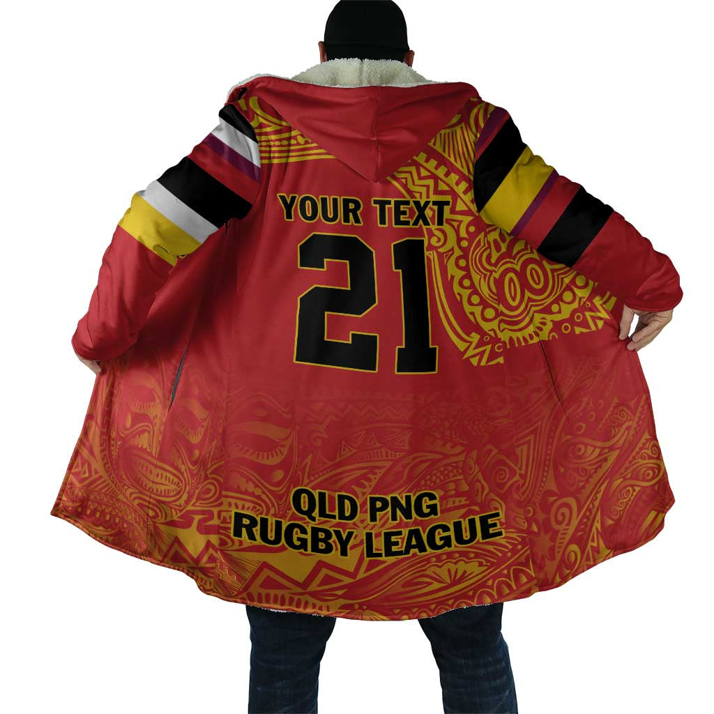 Queensland Papua New Guinea Custom Cloak All Red Pacific PNG Tribal Style - Aussie Hoodie