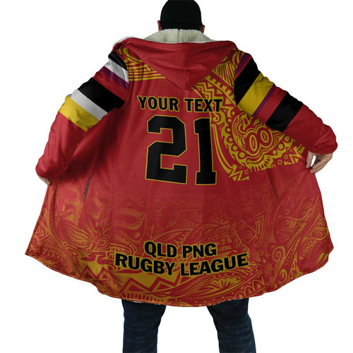 Queensland Papua New Guinea Custom Cloak All Red Pacific PNG Tribal Style - Aussie Hoodie