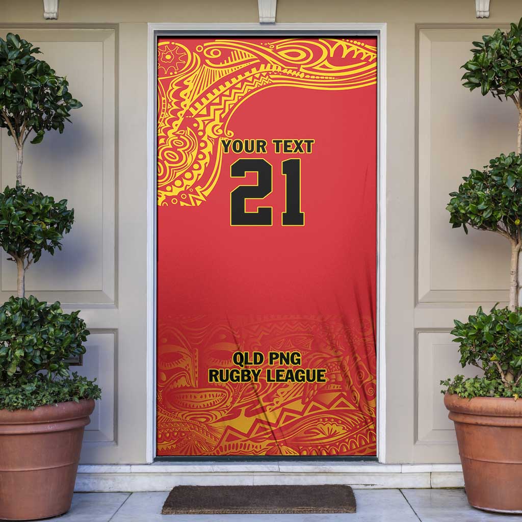 Queensland Papua New Guinea Custom Door Cover All Red Pacific PNG Tribal Style - Aussie Hoodie