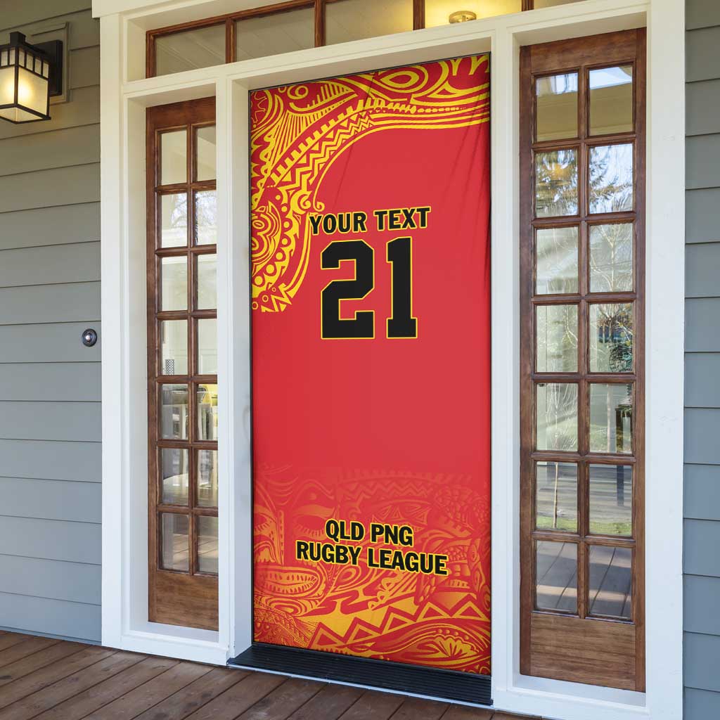 Queensland Papua New Guinea Custom Door Cover All Red Pacific PNG Tribal Style - Aussie Hoodie