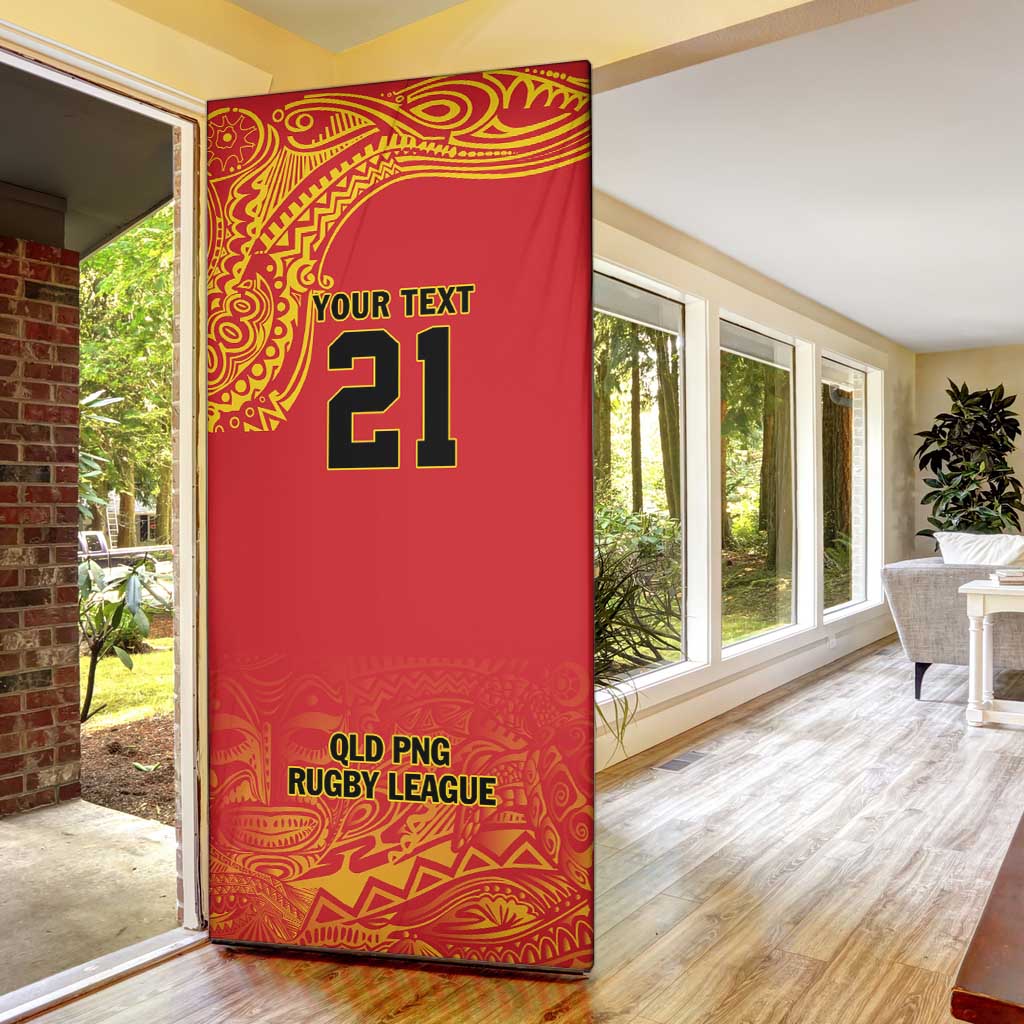 Queensland Papua New Guinea Custom Door Cover All Red Pacific PNG Tribal Style - Aussie Hoodie