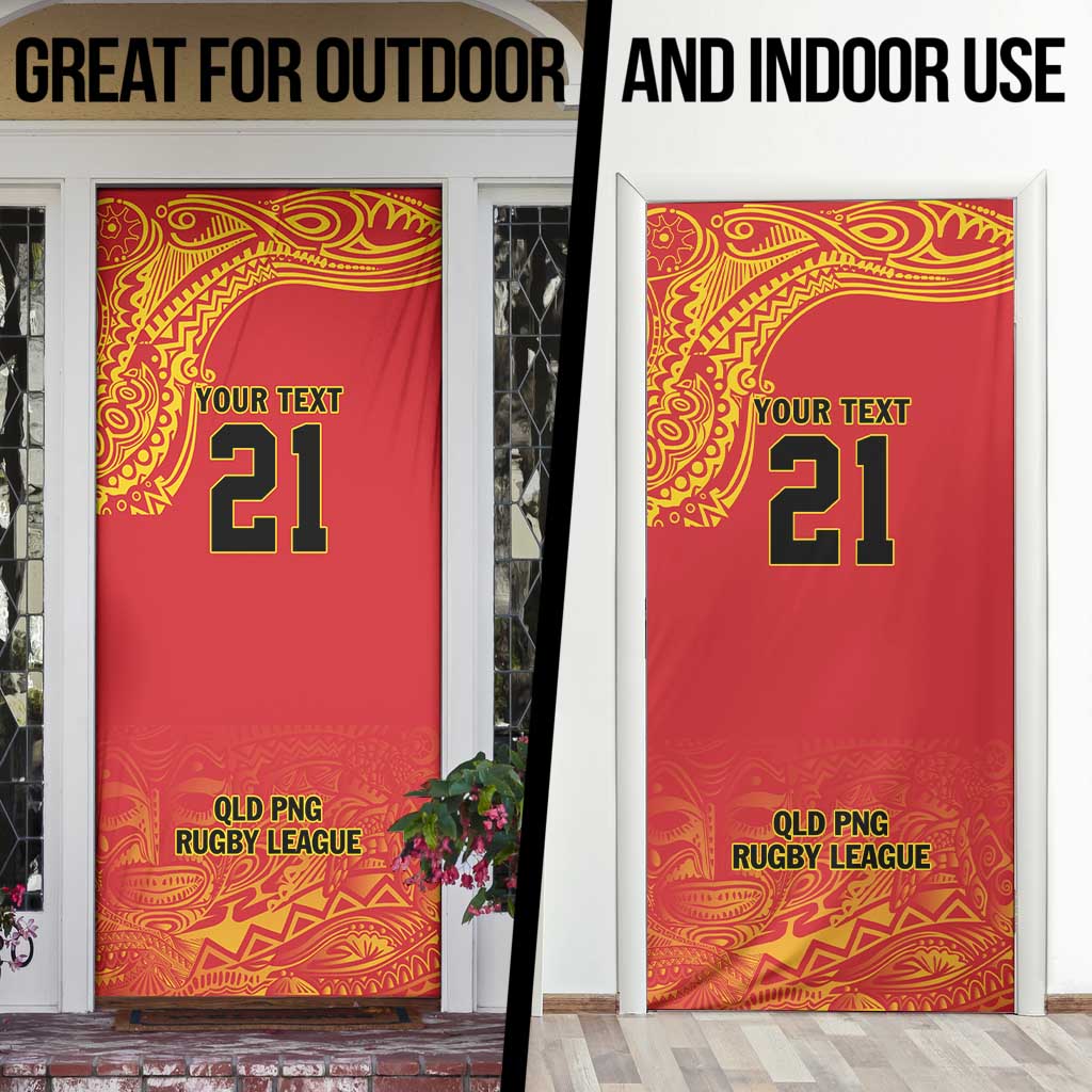 Queensland Papua New Guinea Custom Door Cover All Red Pacific PNG Tribal Style - Aussie Hoodie