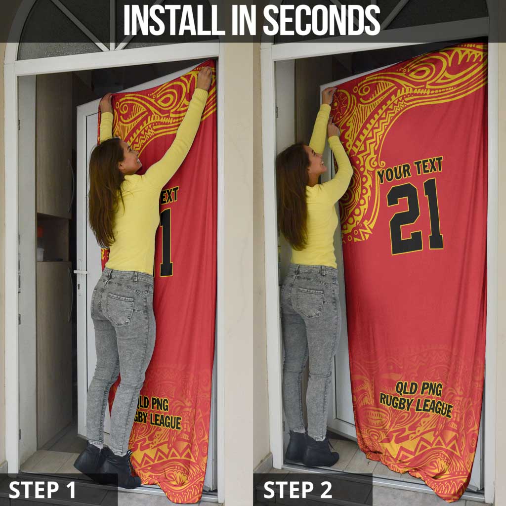 Queensland Papua New Guinea Custom Door Cover All Red Pacific PNG Tribal Style - Aussie Hoodie