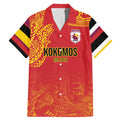 Queensland Papua New Guinea Custom Family Matching Mermaid Dress and Hawaiian Shirt All Red Pacific PNG Tribal Style