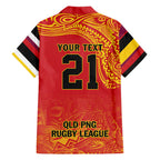 Queensland Papua New Guinea Custom Family Matching Off The Shoulder Long Sleeve Dress and Hawaiian Shirt All Red Pacific PNG Tribal Style