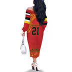 Queensland Papua New Guinea Custom Family Matching Off The Shoulder Long Sleeve Dress and Hawaiian Shirt All Red Pacific PNG Tribal Style