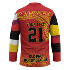 Queensland Papua New Guinea Custom Hockey Jersey All Red Pacific PNG Tribal Style - Aussie Hoodie