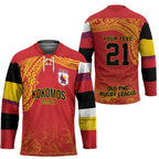 Queensland Papua New Guinea Custom Hockey Jersey All Red Pacific PNG Tribal Style - Aussie Hoodie