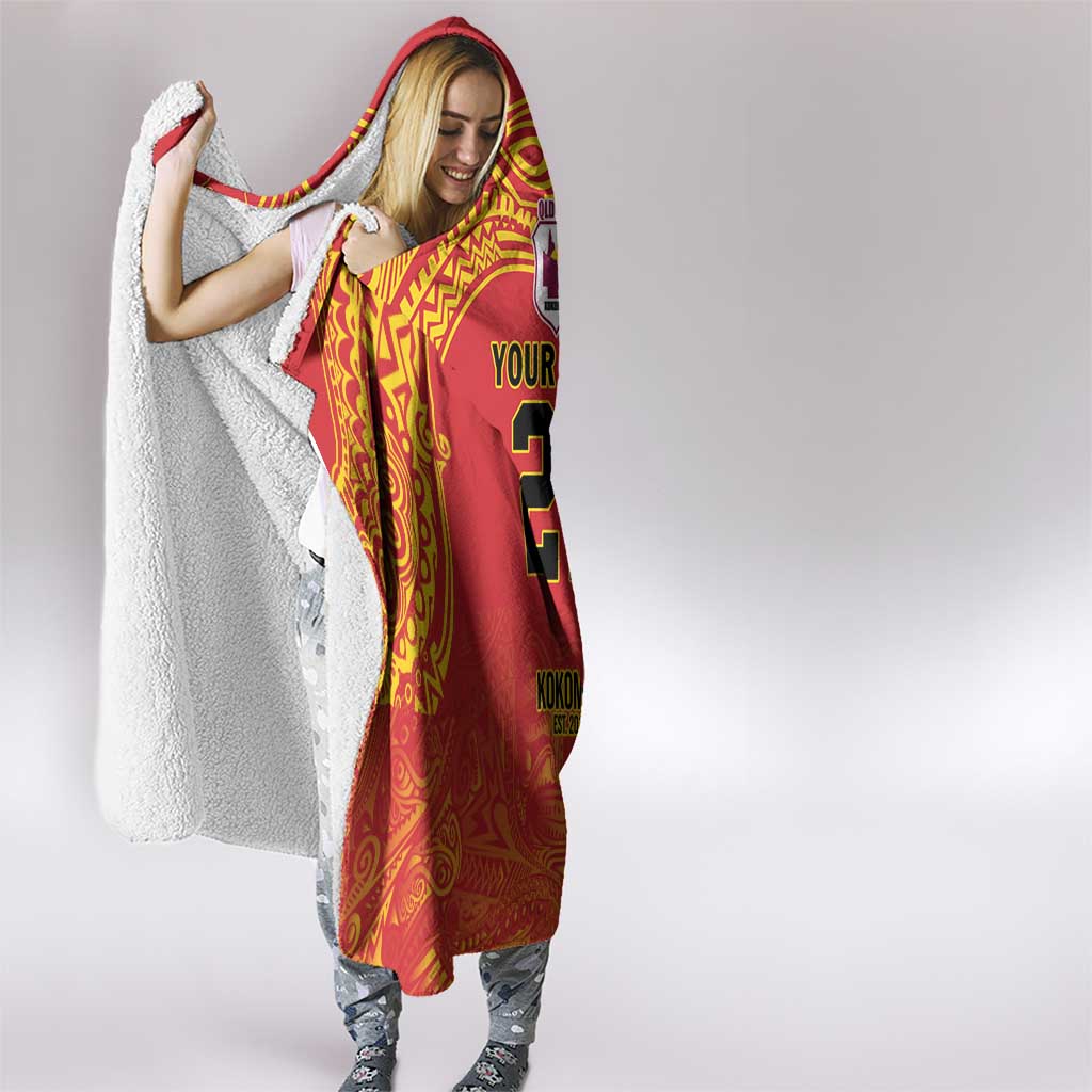 Queensland Papua New Guinea Custom Hooded Blanket All Red Pacific PNG Tribal Style