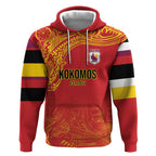Queensland Papua New Guinea Custom Hoodie All Red Pacific PNG Tribal Style