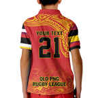 Queensland Papua New Guinea Custom Kid Polo Shirt All Red Pacific PNG Tribal Style