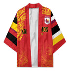Queensland Papua New Guinea Custom Kimono All Red Pacific PNG Tribal Style - Aussie Hoodie