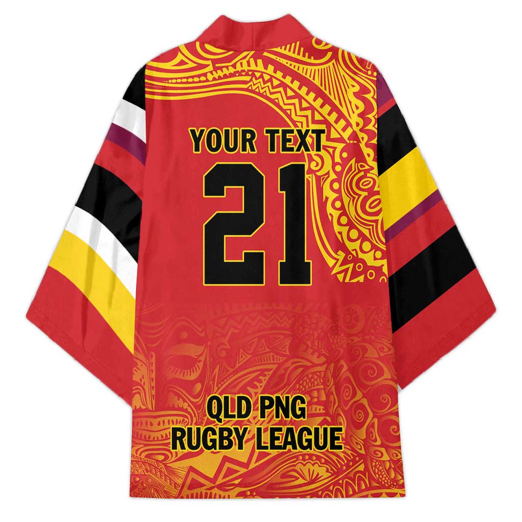 Queensland Papua New Guinea Custom Kimono All Red Pacific PNG Tribal Style - Aussie Hoodie