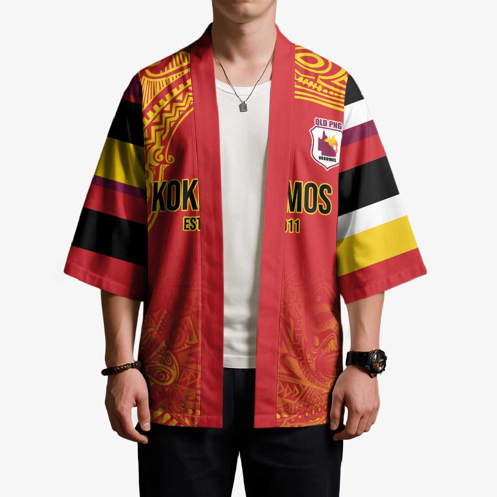 Queensland Papua New Guinea Custom Kimono All Red Pacific PNG Tribal Style - Aussie Hoodie