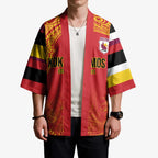 Queensland Papua New Guinea Custom Kimono All Red Pacific PNG Tribal Style - Aussie Hoodie