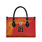 Queensland Papua New Guinea Custom Leather Bag All Red Pacific PNG Tribal Style - Aussie Hoodie