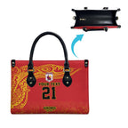 Queensland Papua New Guinea Custom Leather Bag All Red Pacific PNG Tribal Style - Aussie Hoodie
