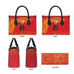 Queensland Papua New Guinea Custom Leather Bag All Red Pacific PNG Tribal Style - Aussie Hoodie