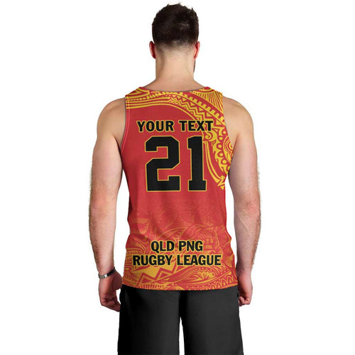 Queensland Papua New Guinea Custom Men Tank Top All Red Pacific PNG Tribal Style