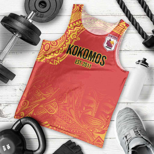 Queensland Papua New Guinea Custom Men Tank Top All Red Pacific PNG Tribal Style