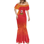 Queensland Papua New Guinea Custom Mermaid Dress All Red Pacific PNG Tribal Style