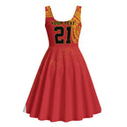 Queensland Papua New Guinea Custom Midi Dress All Red Pacific PNG Tribal Style - Aussie Hoodie