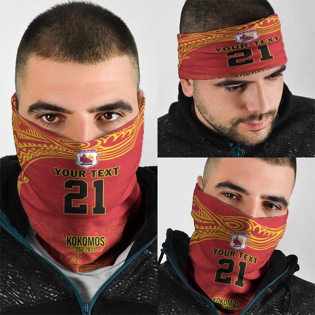 Queensland Papua New Guinea Custom Neck Gaiter All Red Pacific PNG Tribal Style - Aussie Hoodie