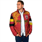 Queensland Papua New Guinea Custom Padded Jacket All Red Pacific PNG Tribal Style - Aussie Hoodie
