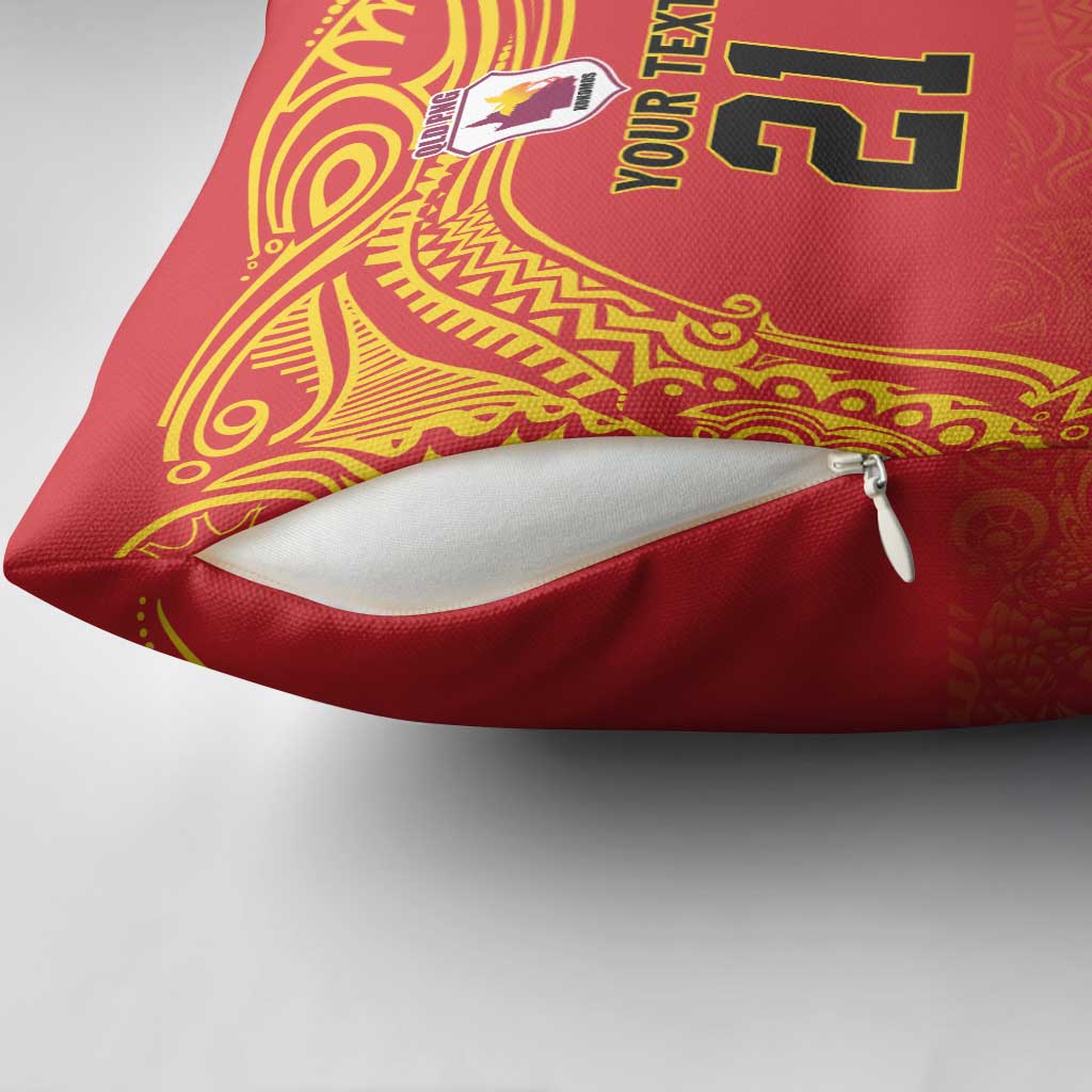 Queensland Papua New Guinea Custom Pillow Cover All Red Pacific PNG Tribal Style - Aussie Hoodie