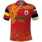 Queensland Papua New Guinea Custom Polo Shirt All Red Pacific PNG Tribal Style