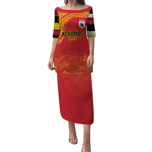 Queensland Papua New Guinea Custom Puletasi All Red Pacific PNG Tribal Style