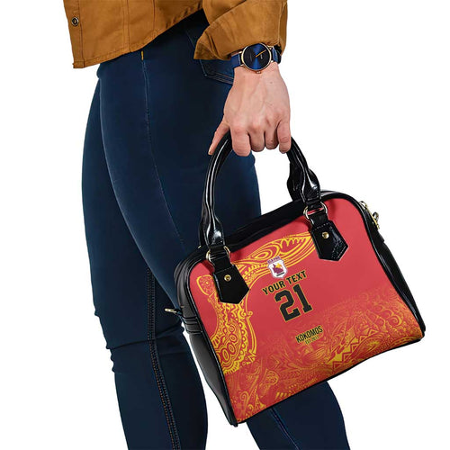 Queensland Papua New Guinea Custom Shoulder Handbag All Red Pacific PNG Tribal Style