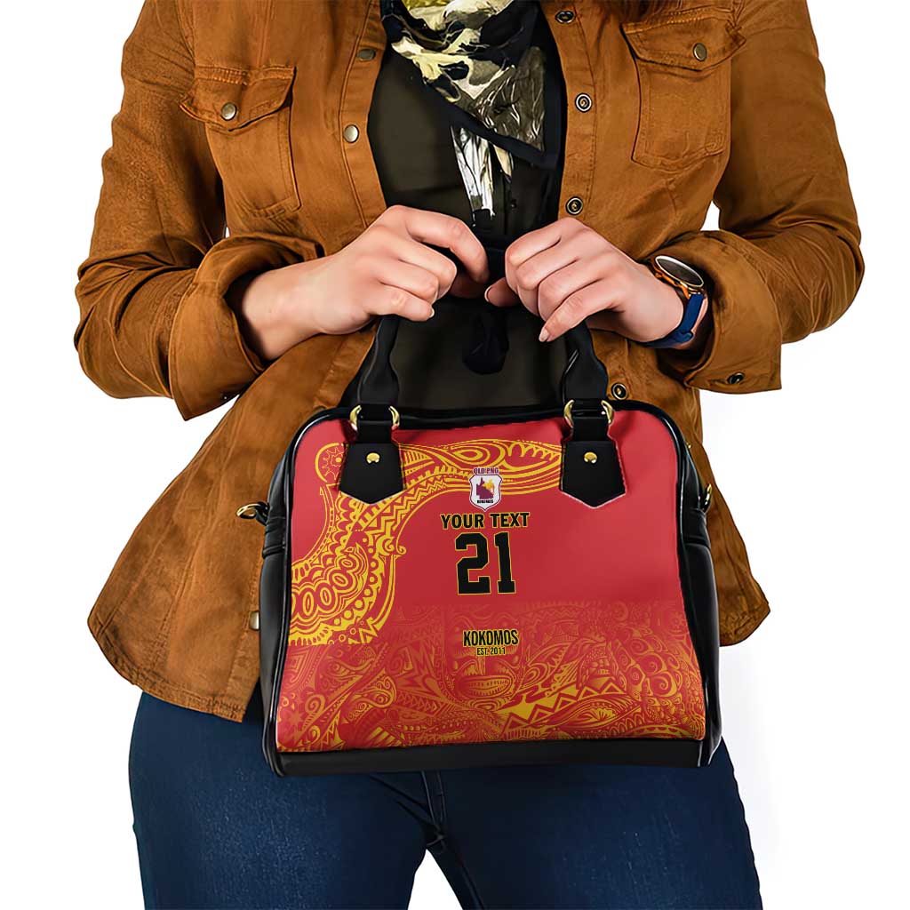 Queensland Papua New Guinea Custom Shoulder Handbag All Red Pacific PNG Tribal Style