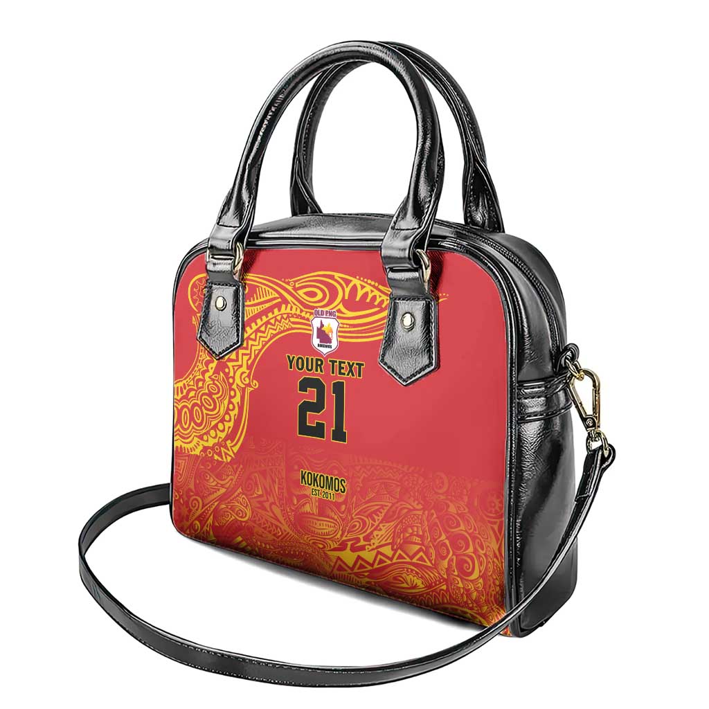 Queensland Papua New Guinea Custom Shoulder Handbag All Red Pacific PNG Tribal Style