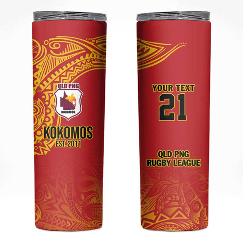 Queensland Papua New Guinea Custom Skinny Tumbler All Red Pacific PNG Tribal Style
